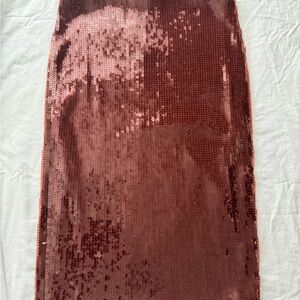 Express Shimmering Copper Sequin Pencil Skirt